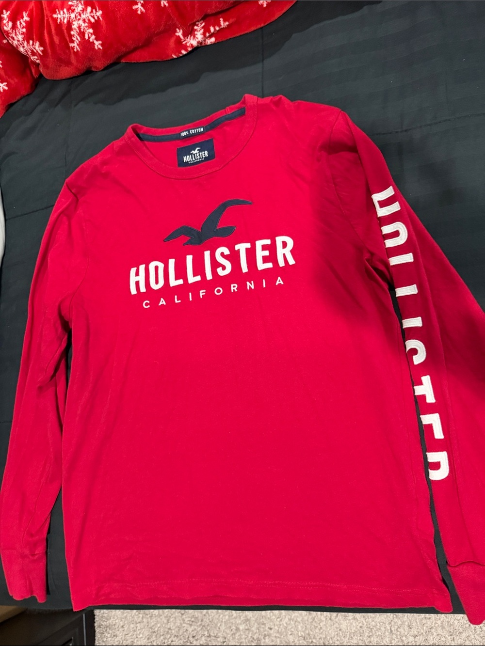 Hollister Red Long Sleeve Logo Tee
